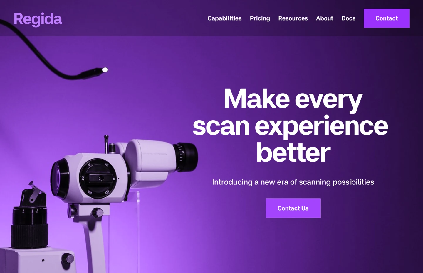 Product hero whose main call to action is a low-intent Contact Us button