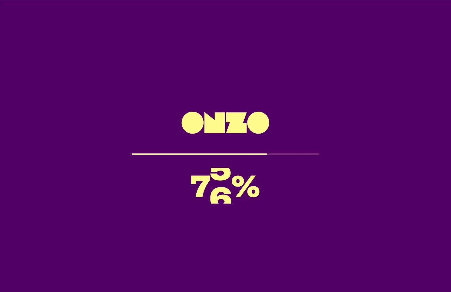 Full-screen preloader animation covering a site while a percentage counter ticks up